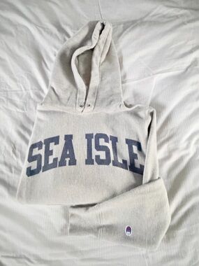 SEA ISLE Champion Light Gray Oversize Hoodie Size Small (Sea Isle City, NJ)